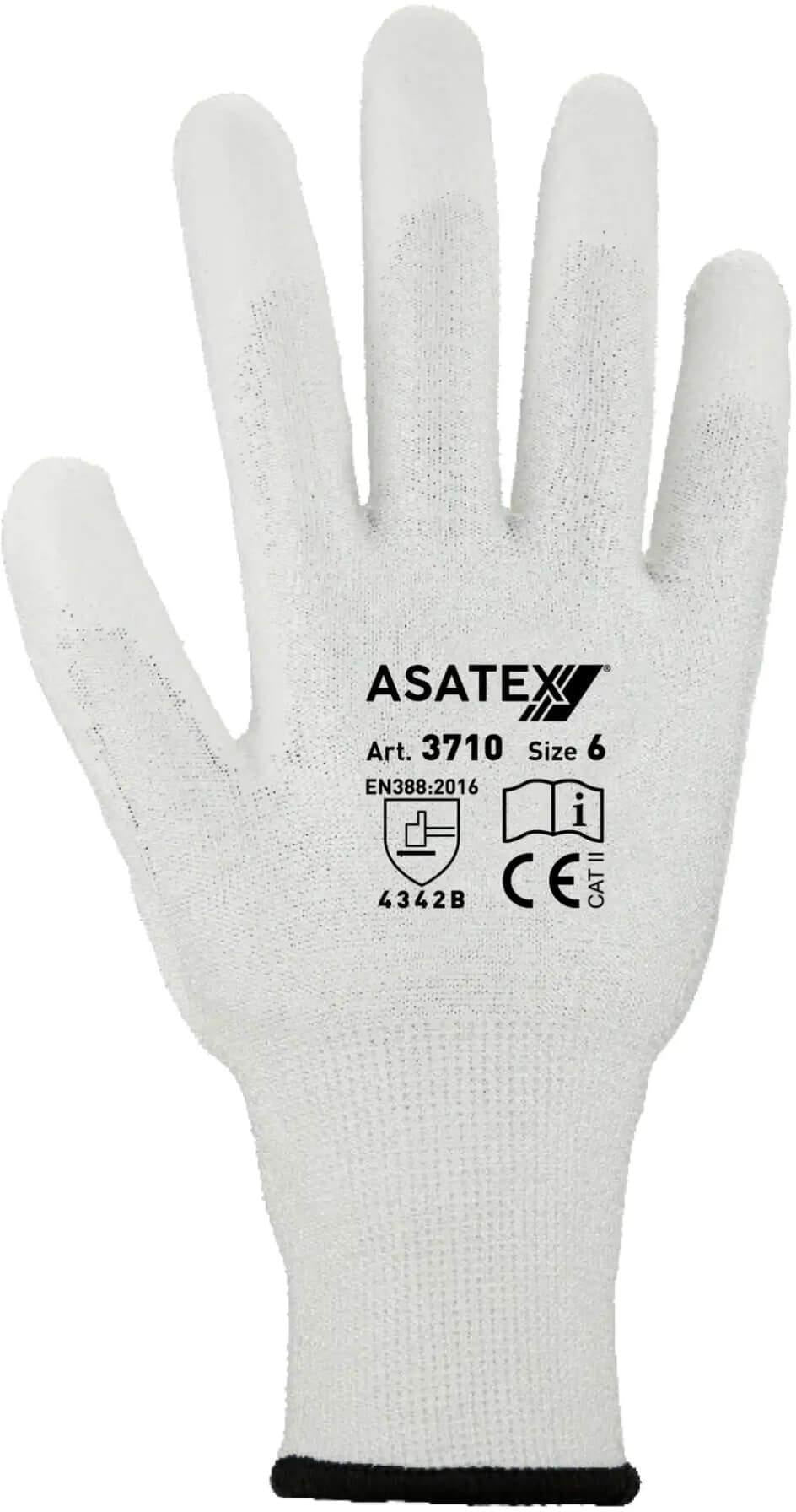 ASATEX Schnittschutzhandschuhe Gr.8 grau EN 388 PSA II – 10 Paar, PU-beschichtet, Level B