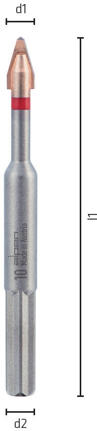 ALPEN Feinsteinzeugfliesenbohrer C PROTECTOR Ø 6 mm für extrem harte Fliesen, Glas und Porzellan