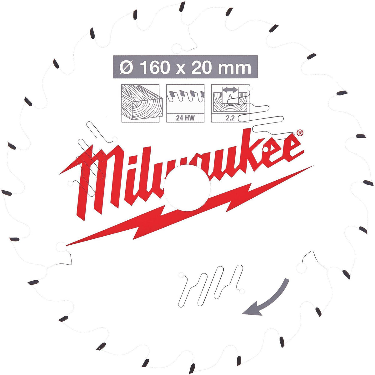 MILWAUKEE Kreissägeblatt 160 mm Z24 WZ – Dünne Schnittbreite für Akku-Handkreissägen
