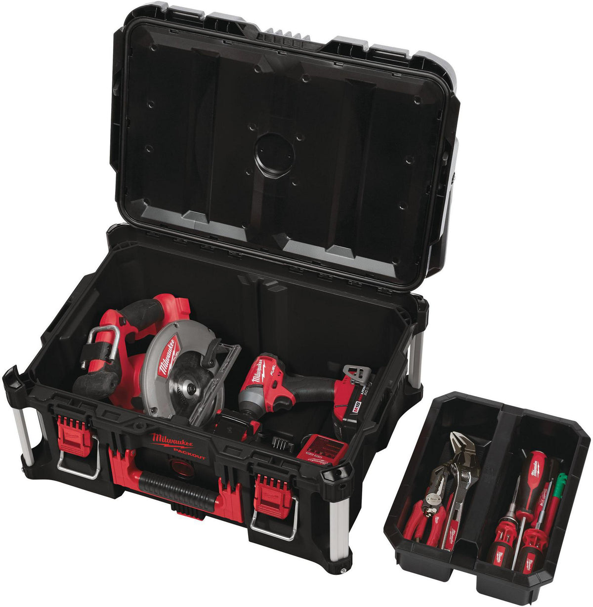 MILWAUKEE PACKOUT™ Koffer 411x561x165 mm Polymer schwarz-rot – IP65, Metallverstärkt