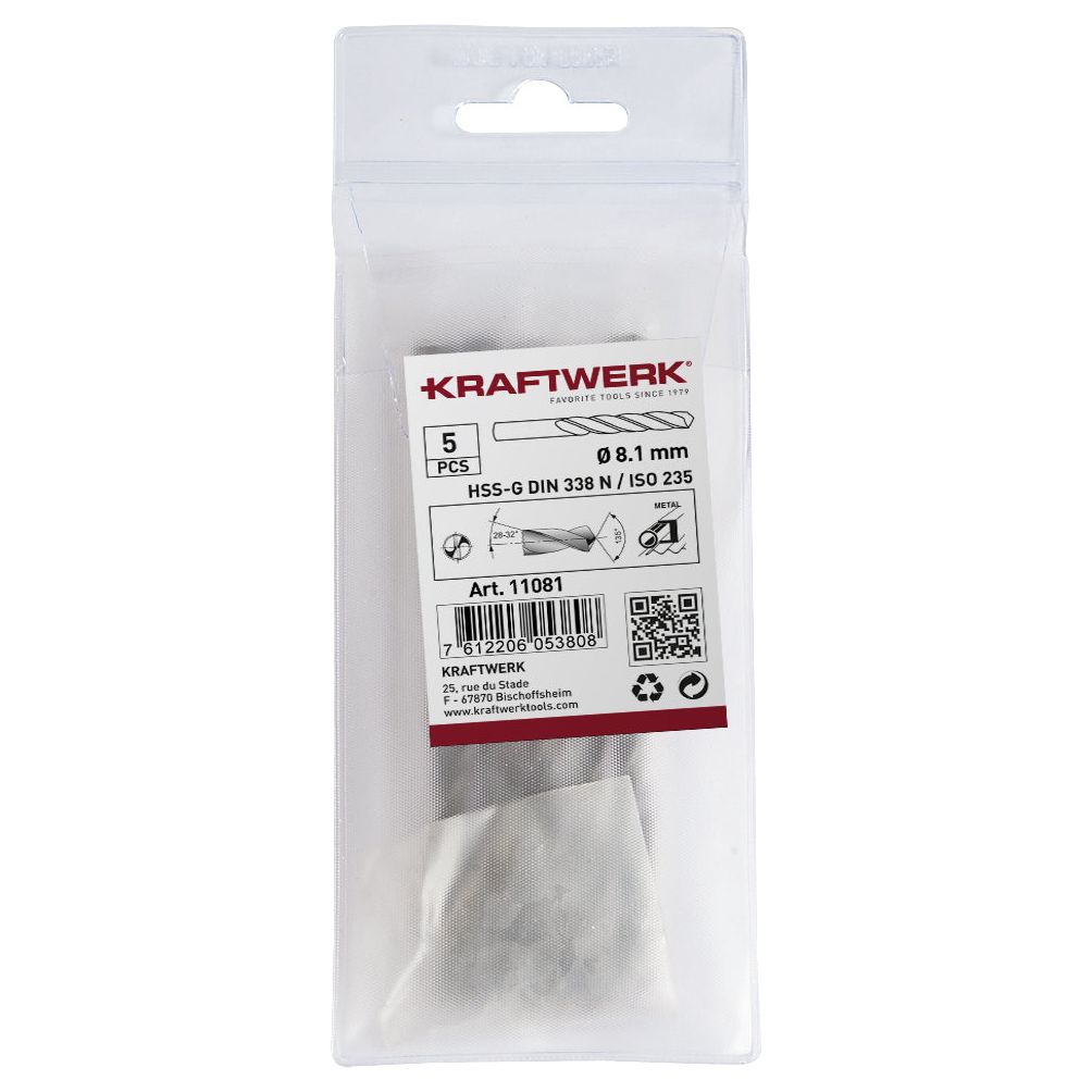 Kraftwerk Spiralbohrer HSS-G DIN 338 Typ N 8.5 mm