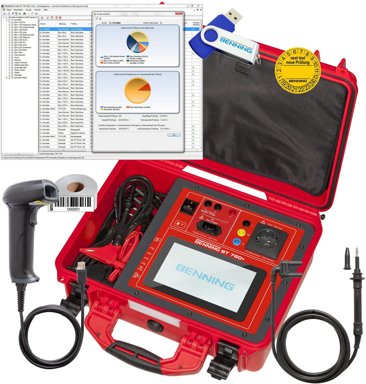 BENNING Gerätetester-Set ST 760+ SET mit MA 4 Messadapter, Software und Zubehör für normkonforme Prüfungen