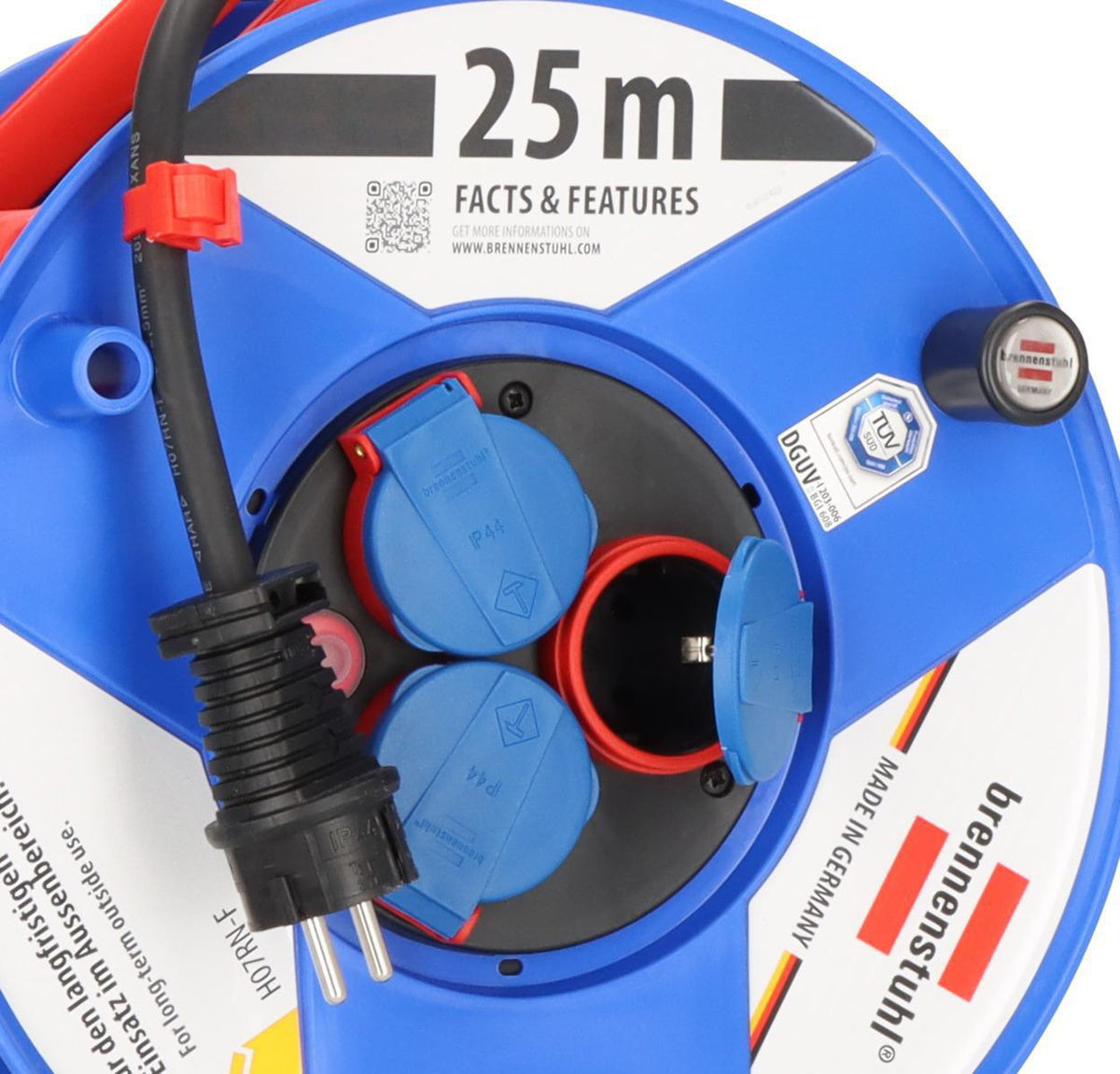Brennenstuhl Kabeltrommel Garant 40m H07RN-F 3x1,5mm² mit 3 Schutzkontaktsteckdosen und cablepilot