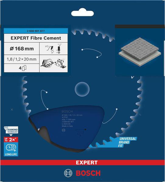 Bosch Kreissägeblatt EXPERT for Fiber Cement 168 mm, 4 Zähne, TCG, Bohrung 20 mm