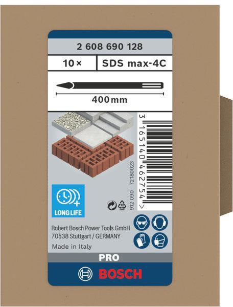 BOSCH Spitzmeißel SDS-MAX 400 mm – 10er Pack für Beton- und Mauerwerksarbeiten