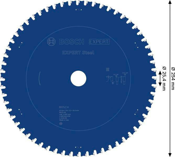 Bosch Kreissägeblatt EXPERT Steel AD 254 mm Z.60 HLTCG für Edelstahl