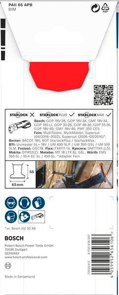 BOSCH Tauchsägeblatt PRO AII65APIB Starlock Bi-Metall 40 mm für Holz, Metall & Kunststoff