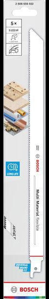 BOSCH Säbelsägeblatt S 611 DF, 150 mm, Bi-Metall, TPI 6, 5 Stück – für Holz und Metall