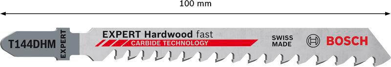 Bosch Stichsägeblatt Hardwood Fast T 144 DHM, 100 mm, 3 Stück – für Hartholz & WPC