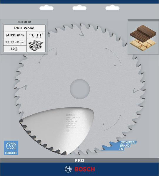 Bosch Kreissägeblatt PRO Wood AD 160 mm Z24 WZ für präzise Holzschnitte