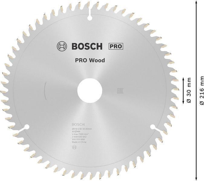 BOSCH Kreissägeblatt PRO Wood AD 216 mm Z48 WZ/N für Kapp- und Gehrungssägen