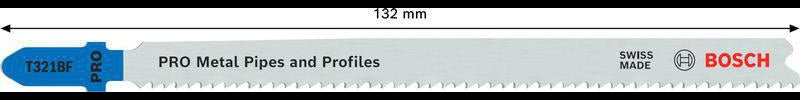BOSCH Stichsägeblatt T 321 AF für schnelle Metallschnitte, 132 mm, BIM, 5 Stück pro Karte