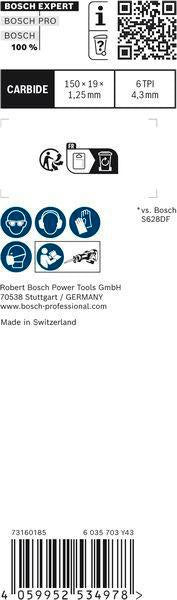 BOSCH Expert Fiber Plaster S 641 HM Säbelsägeblatt 150 mm für Faser- und Gipsmaterial