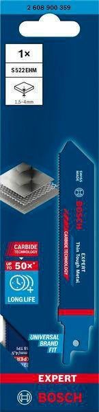 Bosch Expert Thin Tough Metal Säbelsägeblatt S522EHM 115 mm TPI 18 für Edelstahl