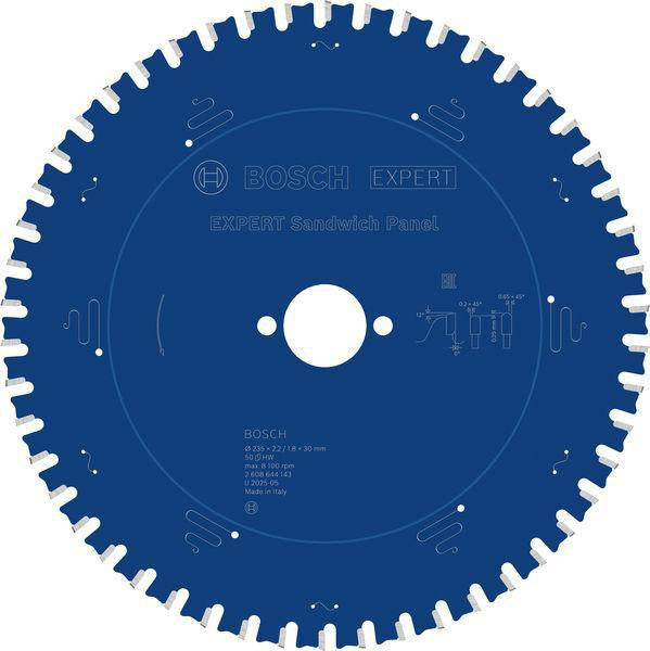 Bosch Kreissägeblatt Expert for Sandwich Panel 235 mm, 50 Zähne, HM, MTCG, Bohrung 30 mm