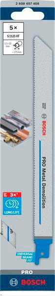 Bosch Säbelsägeblatt S 1122 EF, 225 mm, Bi-Metall, 5 Stück, für Metall und Rohre