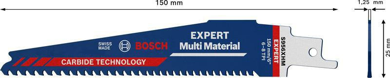 Bosch Säbelsägeblatt Expert Multimaterial 150 mm, TPI 6-8, S-Schaft