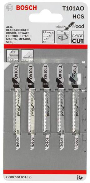 BOSCH Stichsägeblatt T 111 C HCS 100 mm 5 Stück für Holz und Kunststoff