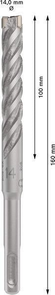 Bosch Hammerbohrer PRO SDS plus-5X, Ø 10,0 mm, Arbeitslänge 100 mm, SDS plus, Vierschneider für Stahlbeton