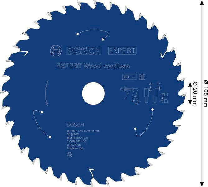 Bosch Kreissägeblatt Expert Wood AD 160 mm Z.24 WZ – Hartmetall-Sägeblatt für Akkusägen