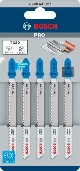 BOSCH Stichsägeblatt T 118 G HSS 5er-Pack für Metall und Buntmetall