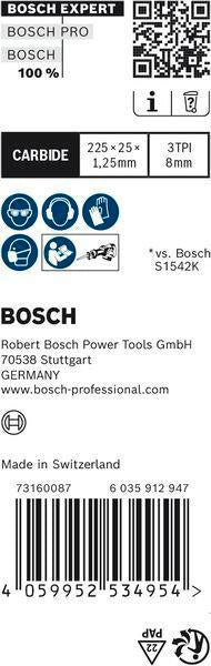Bosch Säbelsägeblatt Expert Tough Wood S1142KHM 225 mm, TPI 3