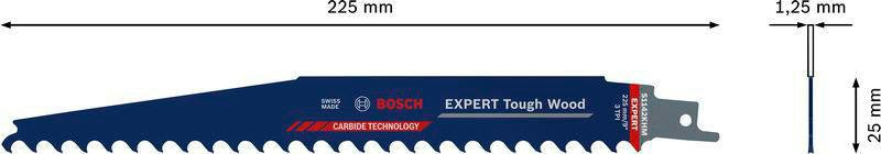 Bosch Säbelsägeblatt Expert Tough Wood S1142KHM 225 mm, TPI 3