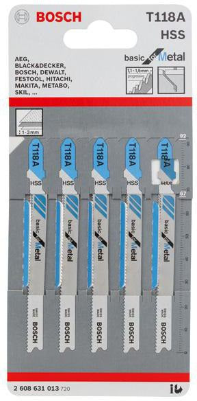 BOSCH Stichsägeblatt T 118 A HSS für Metall, 92 mm