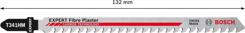 BOSCH Stichsägeblatt Fiber Plaster T 341 HM, 132 mm, Zahnteilung 4,3 mm, 3 Stück pro Karte