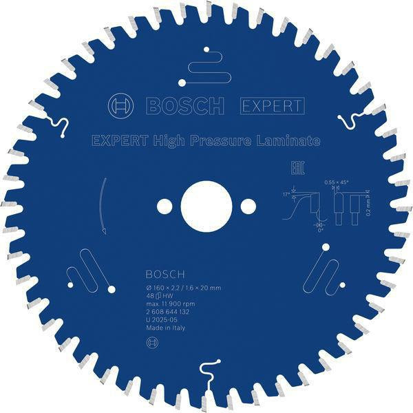 BOSCH Kreissägeblatt Expert for High Pressure Laminate 160 mm Z48 TR-F für saubere Schnitte