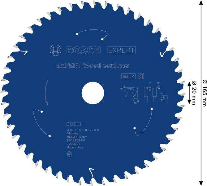 Bosch Kreissägeblatt Expert Wood AD 160 mm Z.24 WZ – Hartmetall-Sägeblatt für Akkusägen