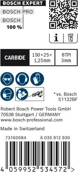 Bosch Säbelsägeblatt Expert Thick Tough Metal S955CHC, 150 mm, TPI 8, für dickes zähes Metall