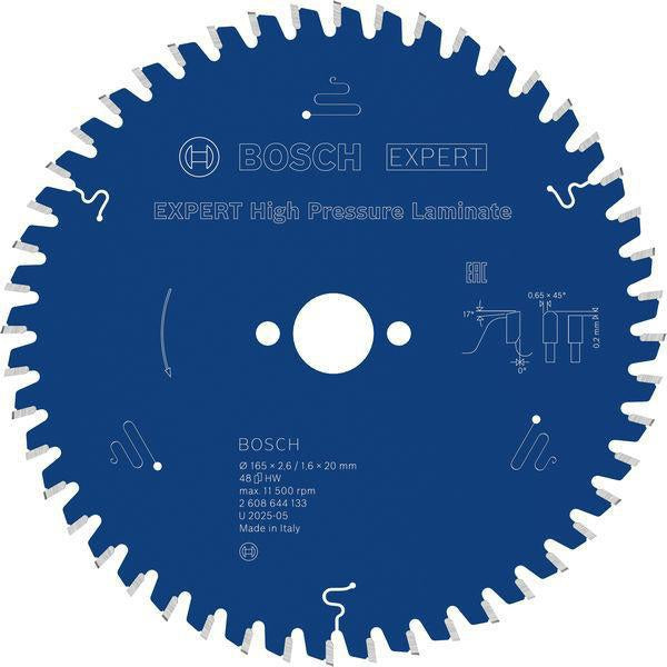 BOSCH Kreissägeblatt Expert for High Pressure Laminate 160 mm Z48 TR-F für saubere Schnitte