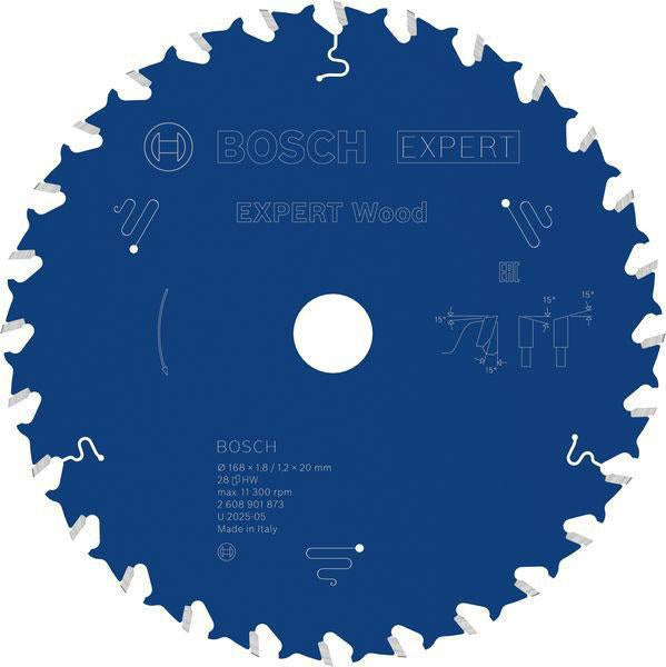 BOSCH Kreissägeblatt EXPERT for Wood AD 168 mm Z.16 WZ – Für saubere Holzschnitte