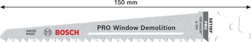 BOSCH Säbelsägeblatt S 611 DF, 150 mm, Bi-Metall, TPI 6, 5 Stück – für Holz und Metall