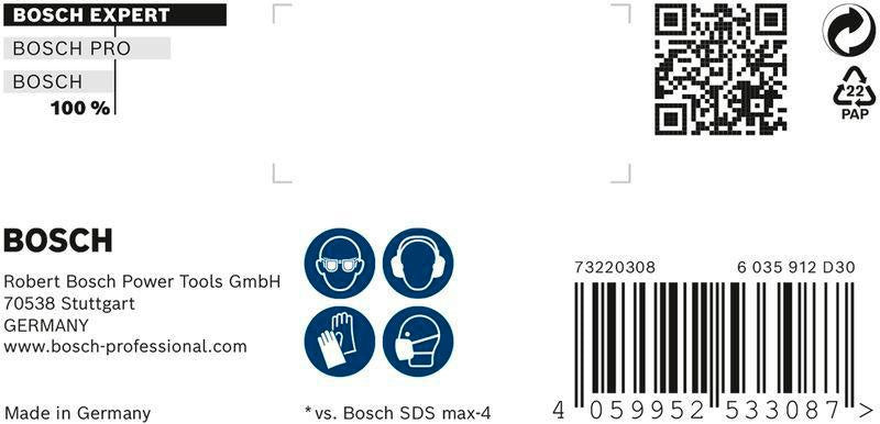 Bosch Hammerbohrer Expert SDS max-8X Ø12 mm, Arbeitslänge 200 mm, Gesamtlänge 340 mm
