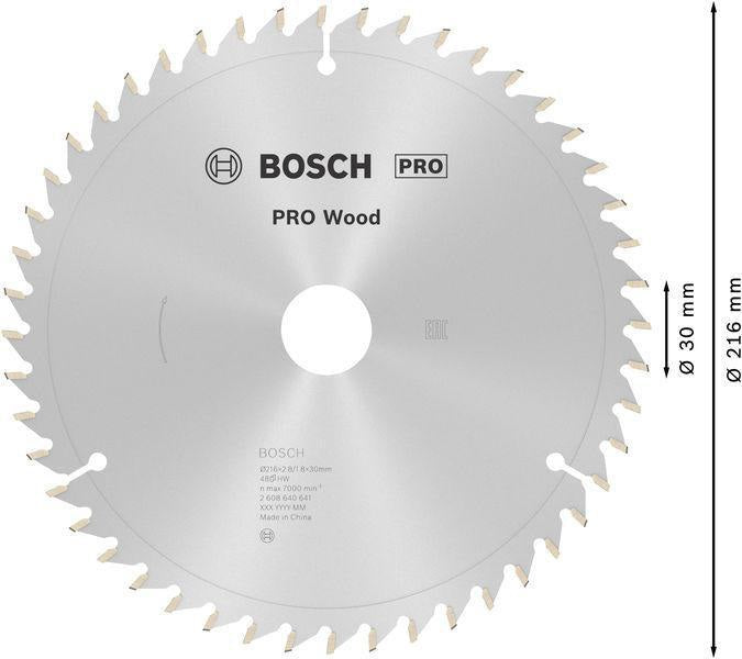 BOSCH Kreissägeblatt PRO Wood AD 216 mm Z48 WZ/N für Kapp- und Gehrungssägen