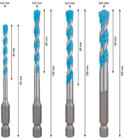 Bosch EXPERT HEX-9 Multi Construction Bohrer-Set 4-teilig Ø 4/5/6/8 mm