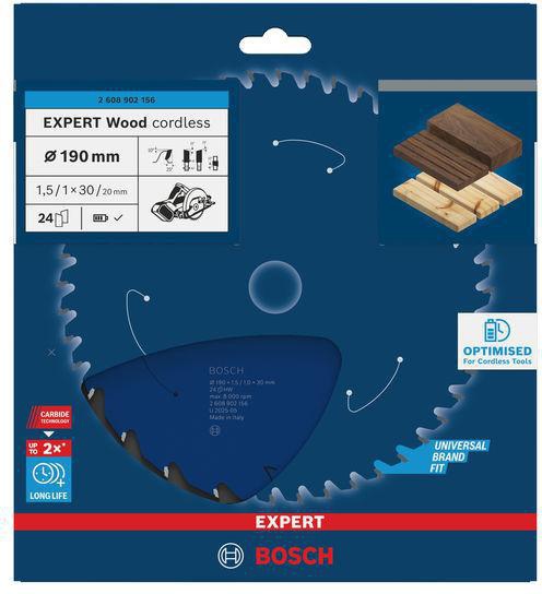 Bosch Kreissägeblatt Expert Wood AD 160 mm Z.24 WZ – Hartmetall-Sägeblatt für Akkusägen