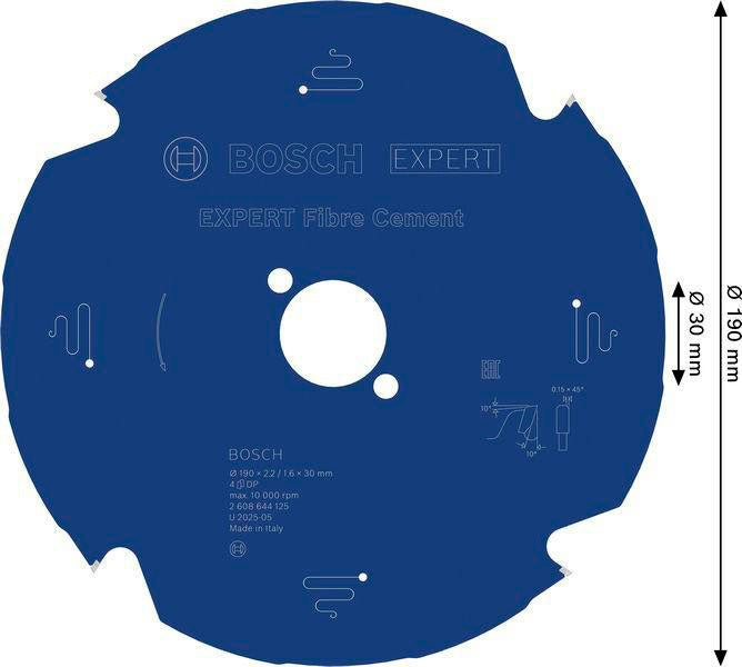BOSCH Kreissägeblatt Expert for Fibre Cement AD 160 mm Z4 TCG – Für Faserzement