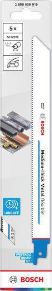 Bosch Säbelsägeblatt S 1122 EF, 225 mm, Bi-Metall, 5 Stück, für Metall und Rohre