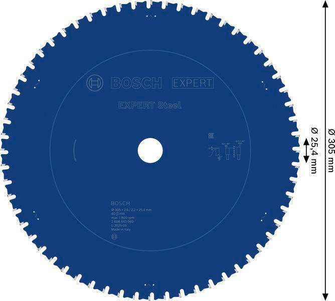 Bosch Kreissägeblatt EXPERT Steel AD 254 mm Z.60 HLTCG für Edelstahl