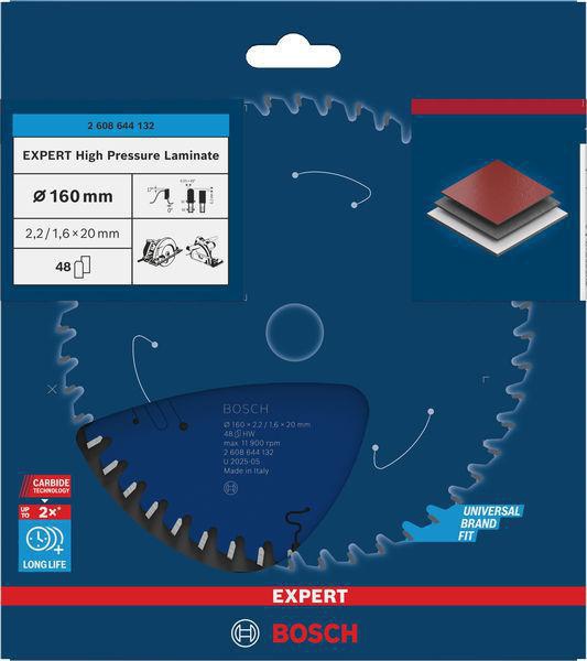 BOSCH Kreissägeblatt Expert for High Pressure Laminate 160 mm Z48 TR-F für saubere Schnitte