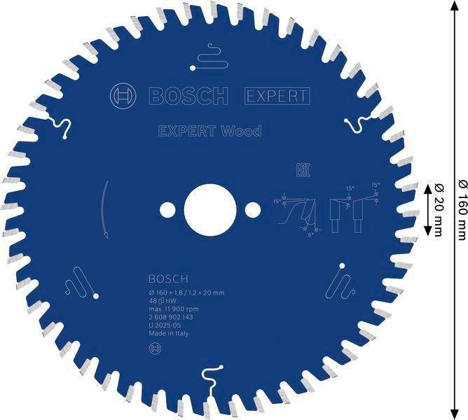 Bosch Kreissägeblatt Expert Wood AD 160 mm Z24 WZ – Hartmetall für Akkusägen