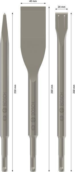BOSCH Meißel-Set SDS-plus 3-teilig selbstschärfend 250/250/260 mm