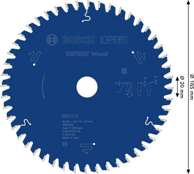 Bosch Kreissägeblatt EXPERT Wood AD 165 mm Z.32 WZ für präzise Holzschnitte