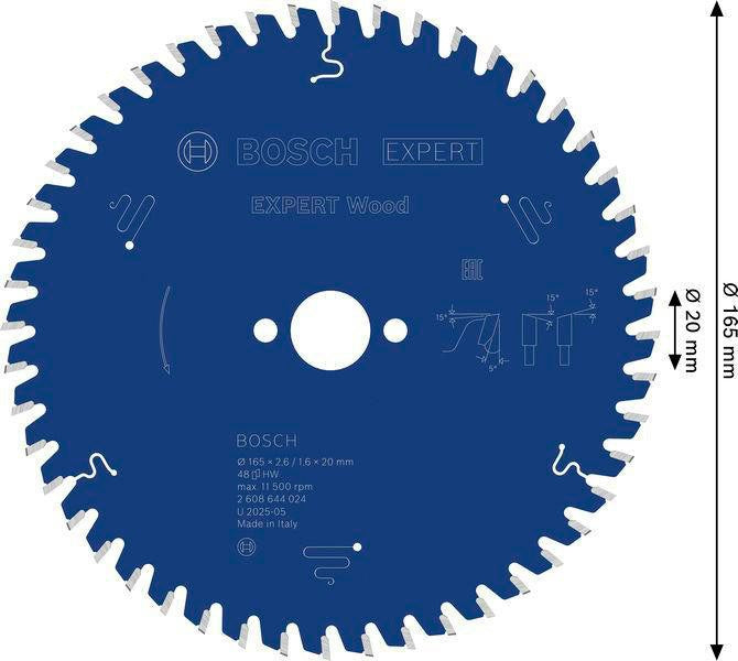 Bosch Kreissägeblatt Expert Wood AD 160 mm Z.24 WZ – Hartmetall-Sägeblatt für Akkusägen