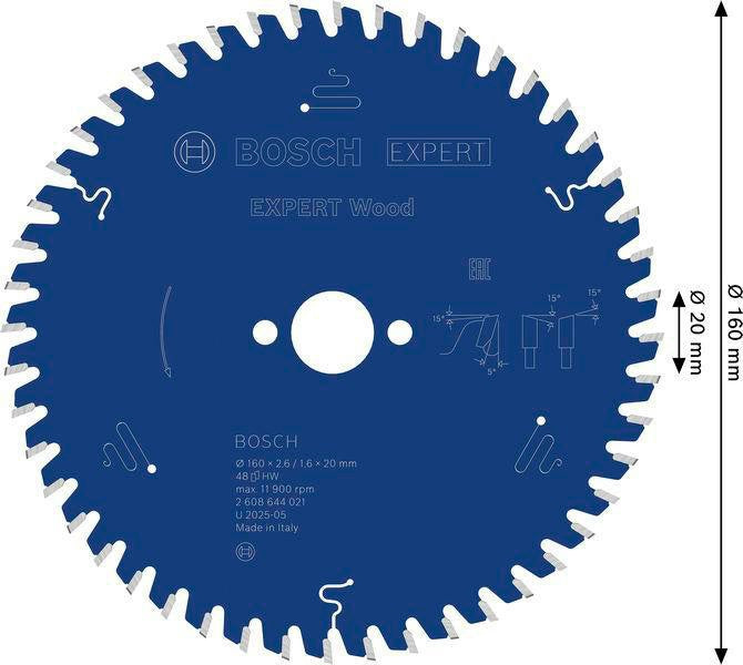 Bosch Kreissägeblatt Expert Wood AD 160 mm Z.24 WZ – Hartmetall-Sägeblatt für Akkusägen