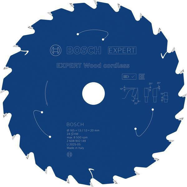 Bosch Kreissägeblatt Expert Wood AD 160 mm Z.24 WZ – Hartmetall-Sägeblatt für Akkusägen