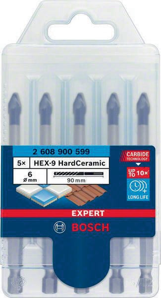 BOSCH Keramikbohrersatz Expert HardCeramic HEX-9 5-tlg. 6 mm Sechskantschaft